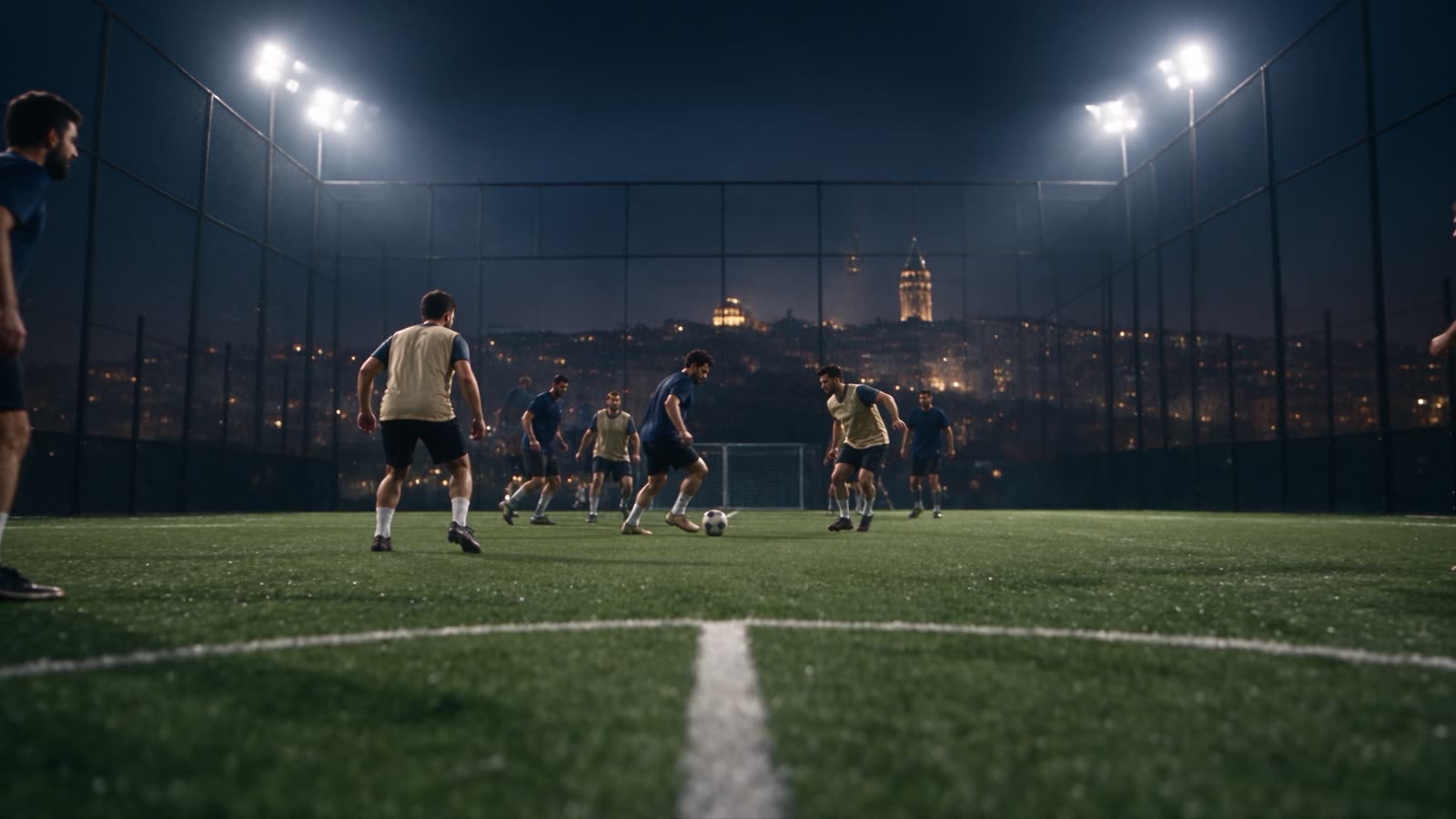 Gece ışıkları altında Parkur halı saha